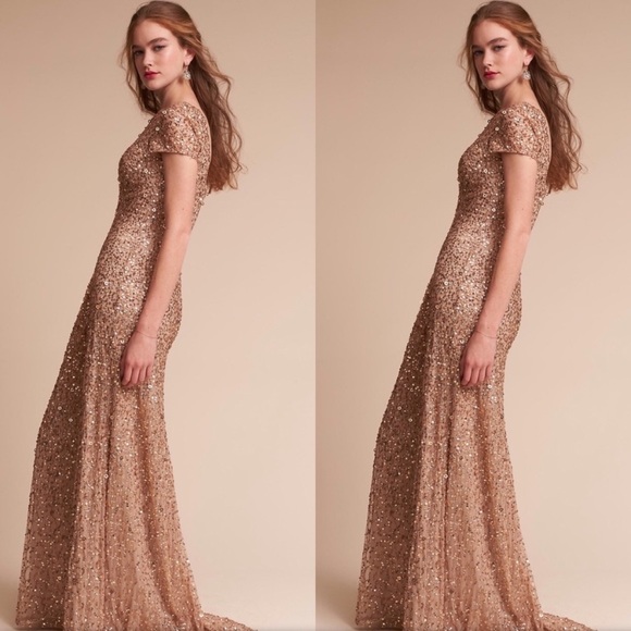 Adrianna Papell champ Gold sequin scoop neck dress - Picture 6 of 16